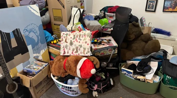 Clutter and untidy Living room area